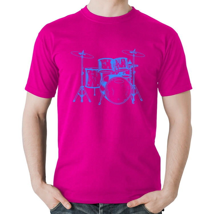 Camiseta Algodão Bateria Música (azul) - Rosa