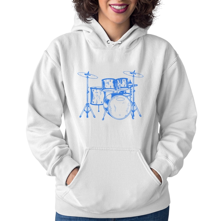 Moletom Feminino Bateria Música (azul) - Branco