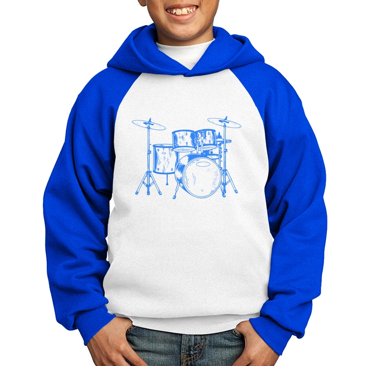 Moletom Infantil Bateria Música (azul) - Branco/Azul