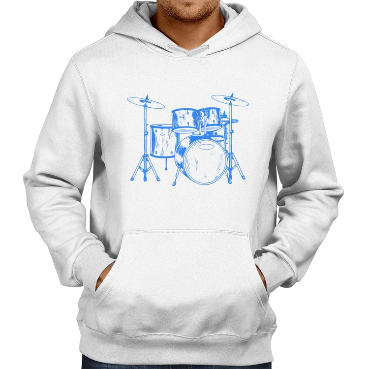 Moletom Bateria Música (azul) - Branco