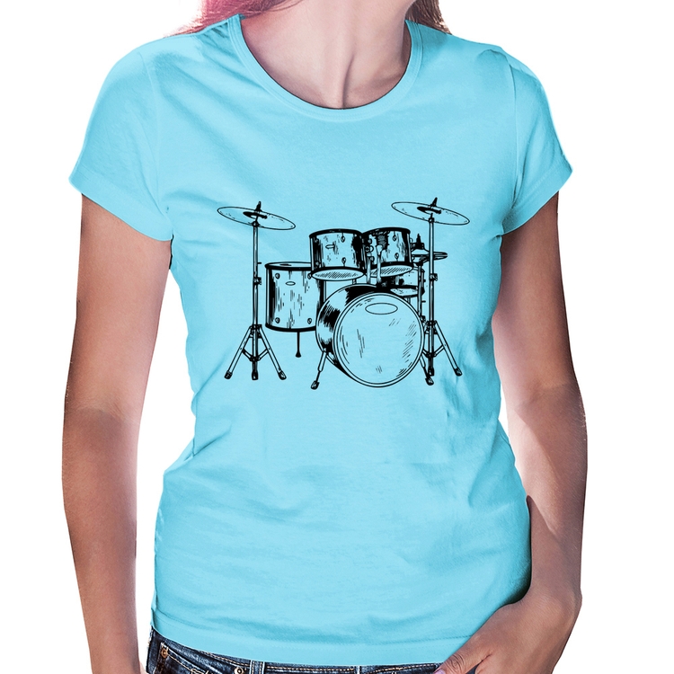 Baby Look Bateria Música - Azul Bebê