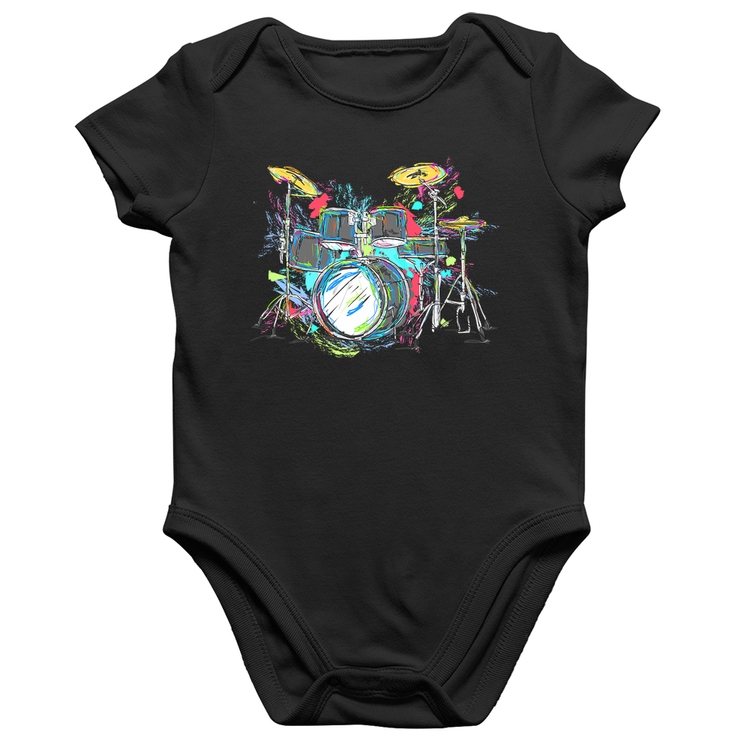 Body Bebê Algodão Bateria Arte