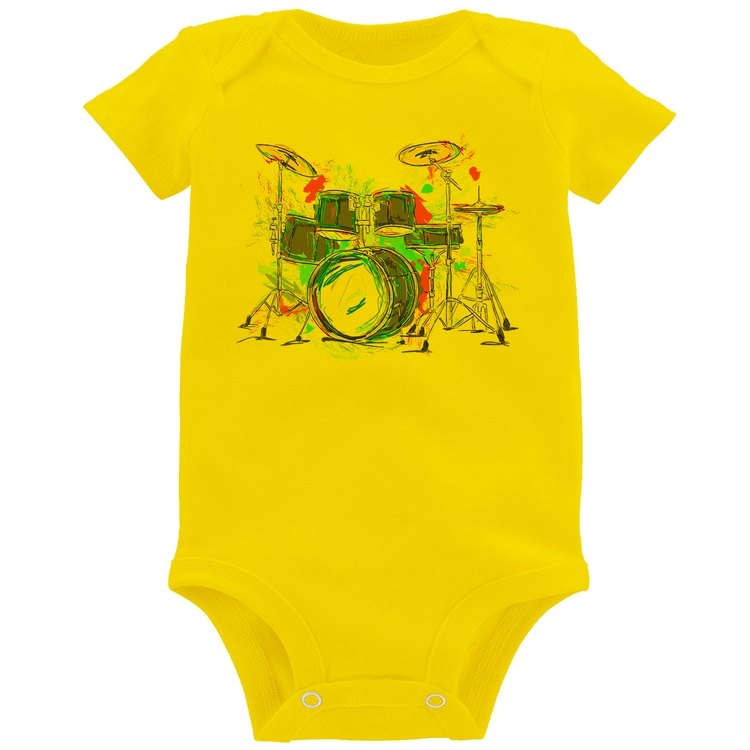 Body Bebê Bateria Arte - Amarelo
