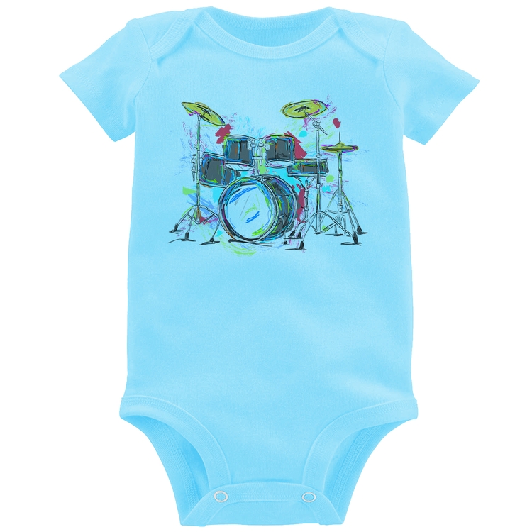 Body Bebê Bateria Arte - Azul Bebê