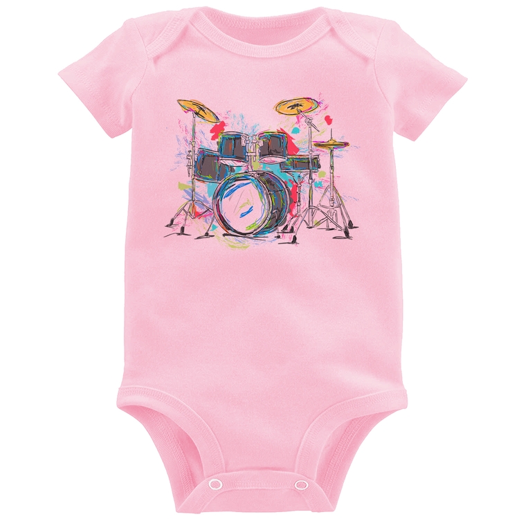 Body Bebê Bateria Arte - Rosa Bebê