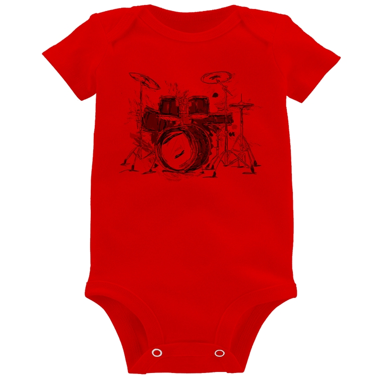 Body Bebê Bateria Arte - Vermelho