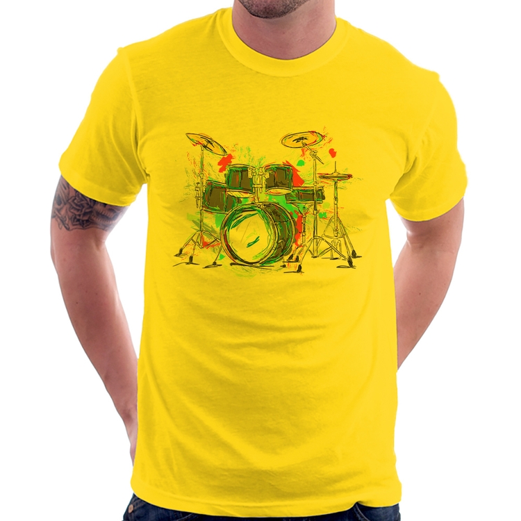 Camiseta Bateria Arte - Amarela