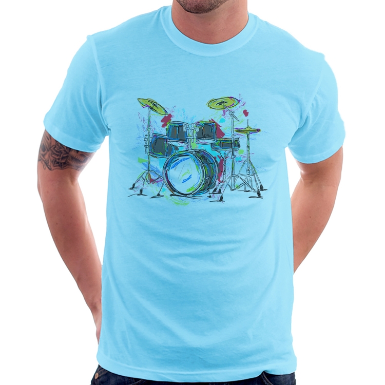 Camiseta Bateria Arte - Azul Bebê