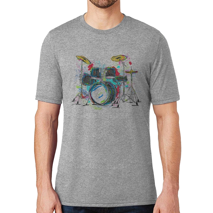 Camiseta Bateria Arte - Cinza