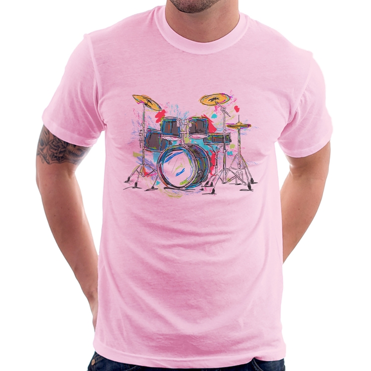 Camiseta Bateria Arte - Rosa Bebê