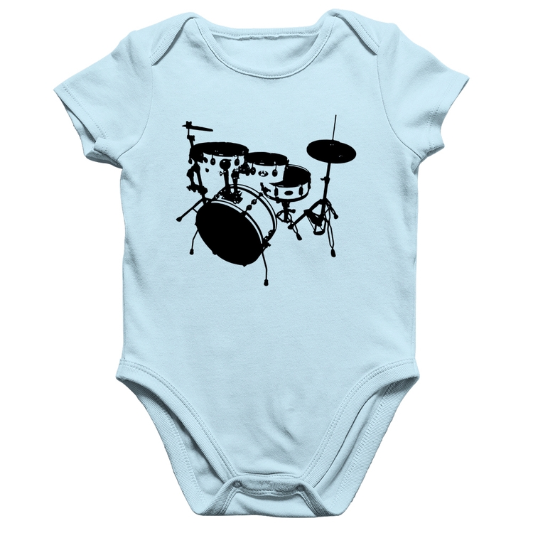 Body Bebê Algodão Bateria Música Baterista - Azul Bebê