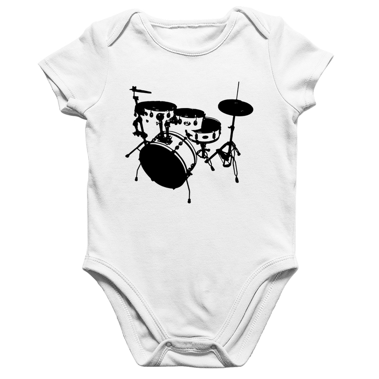 Body Bebê Algodão Bateria Música Baterista - Branco