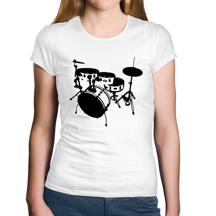 Baby Look Algodão Bateria Música Baterista - Branca