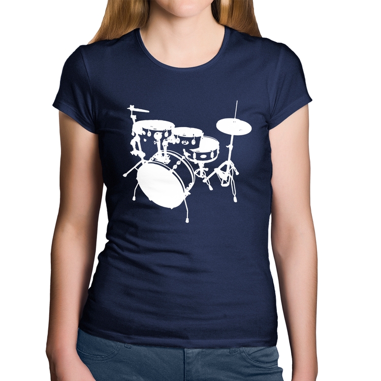 Baby Look Algodão Bateria Música Baterista - Marinho