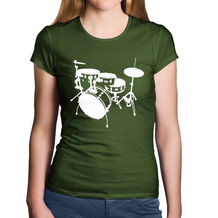 Baby Look Algodão Bateria Música Baterista - Musgo
