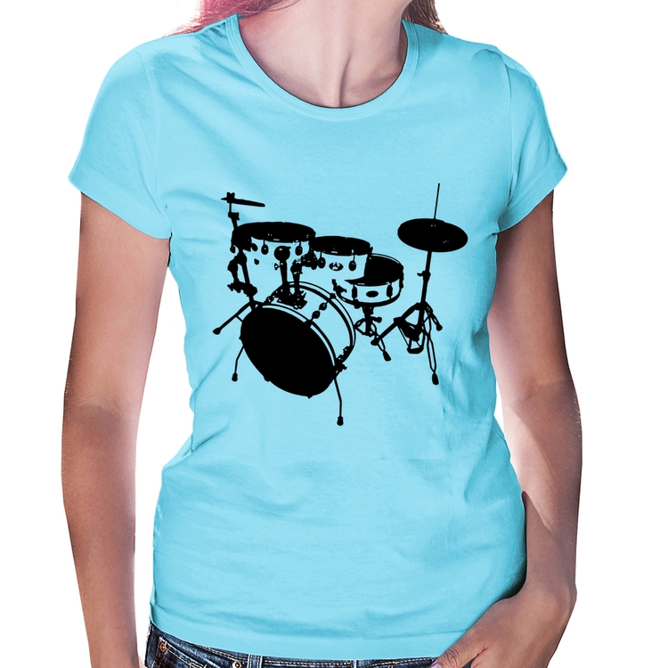 Baby Look Bateria Música Baterista - Azul Bebê