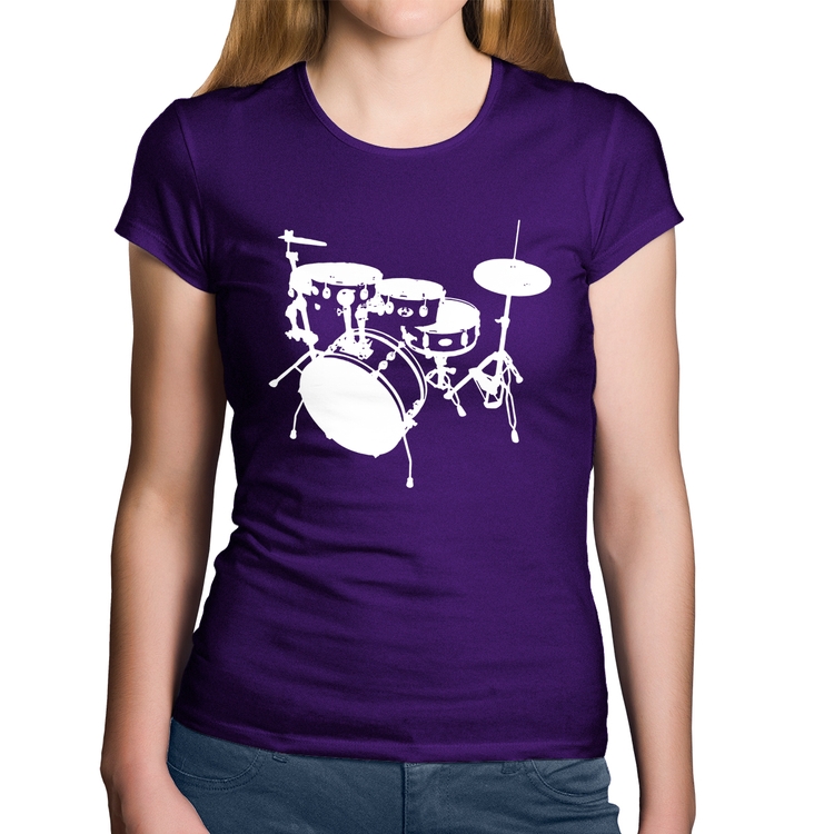 Baby Look Algodão Bateria Música Baterista - Roxa