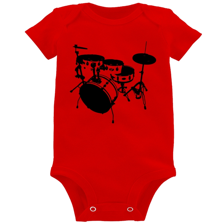 Body Bebê Bateria Música Baterista - Vermelho