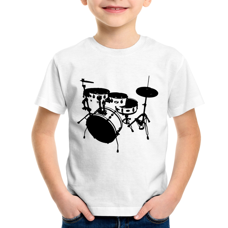 Camiseta Infantil Bateria Música Baterista