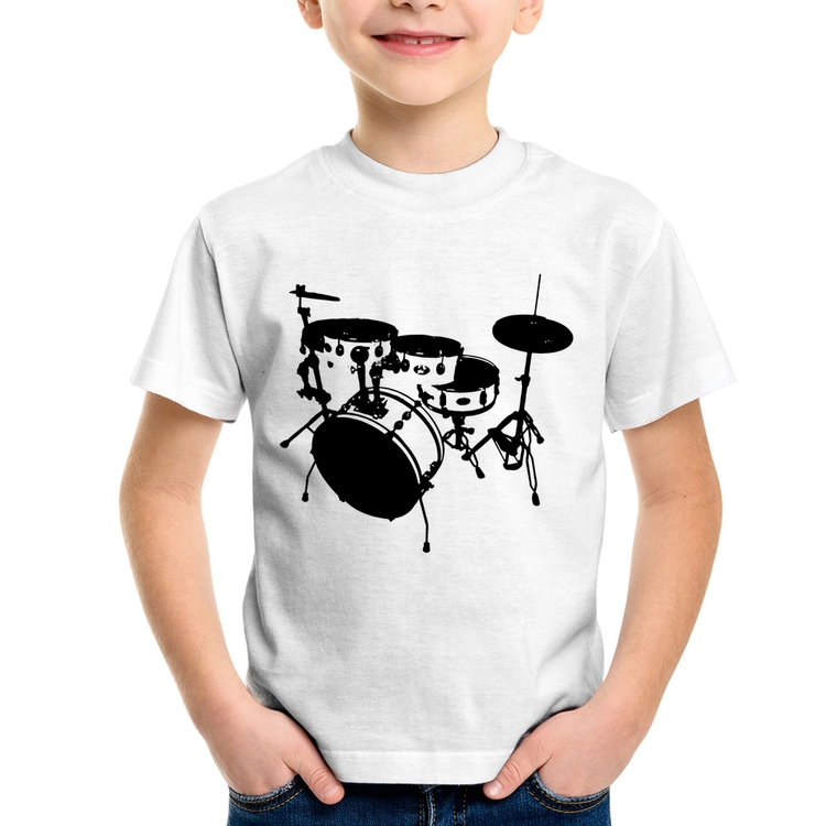 Camiseta Infantil Bateria Música Baterista