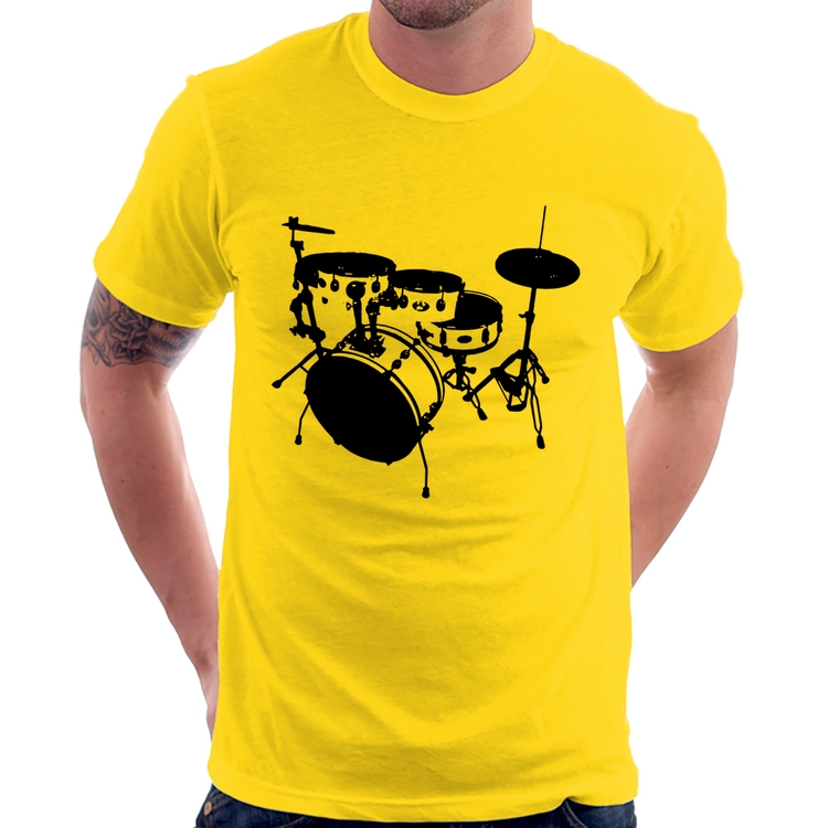 Camiseta Bateria Música Baterista - Amarela