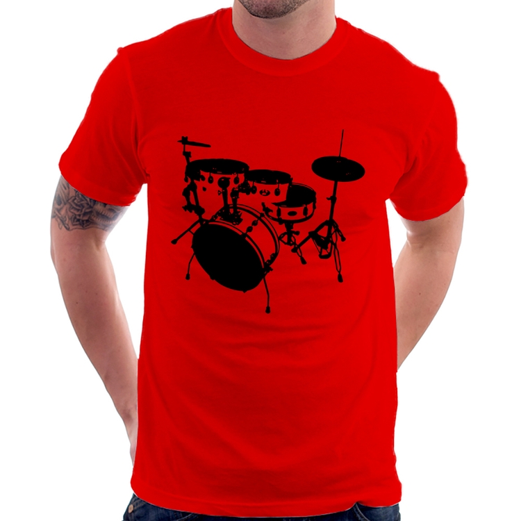 Camiseta Bateria Música Baterista - Vermelha