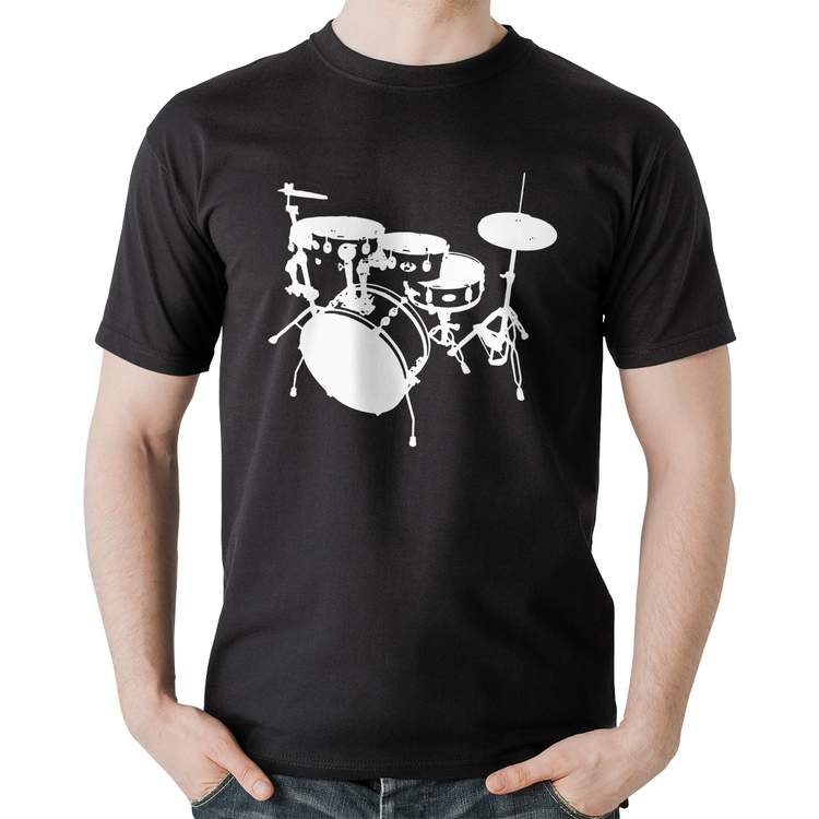 Camiseta Algodão Bateria Música Baterista