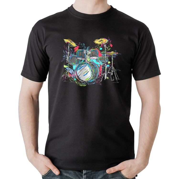 Camiseta Algodão Bateria Arte