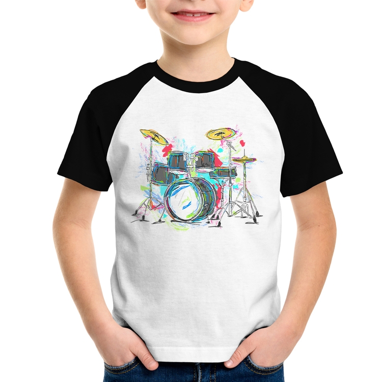 Camiseta Raglan Infantil Bateria Arte