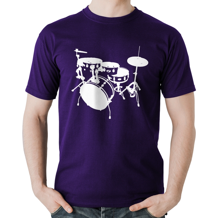Camiseta Algodão Bateria Música Baterista - Roxa
