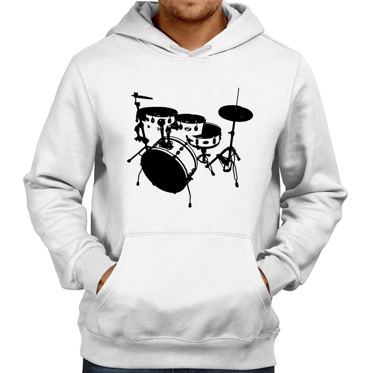 Moletom Bateria Música Baterista - Branco