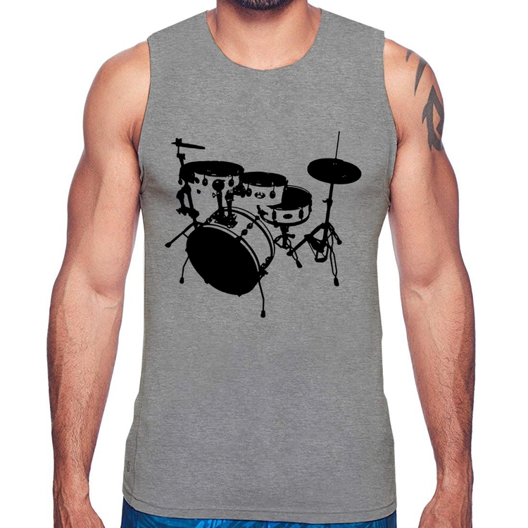 Regata Bateria Música Baterista - Cinza