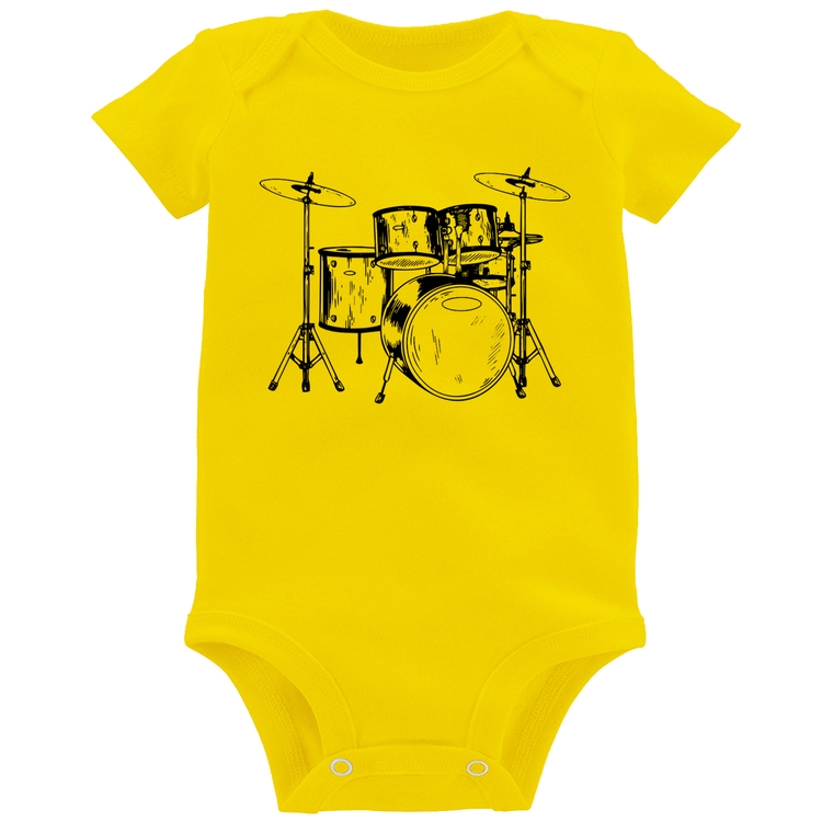 Body Bebê Bateria Música - Amarelo