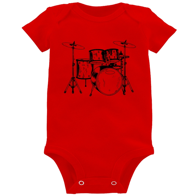 Body Bebê Bateria Música - Vermelho