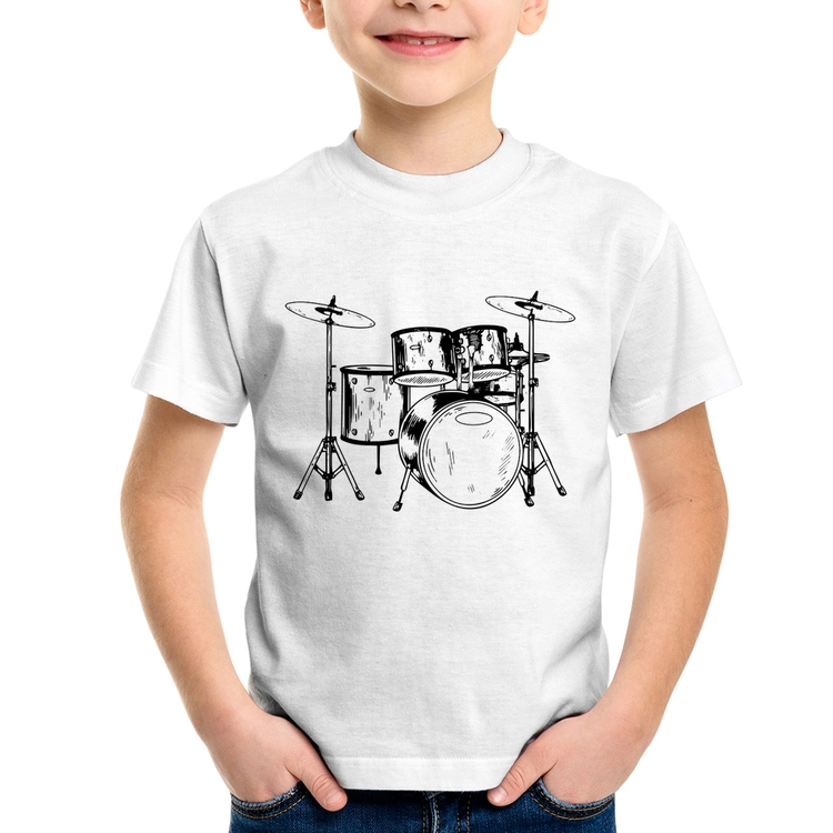 Camiseta Infantil Bateria Música