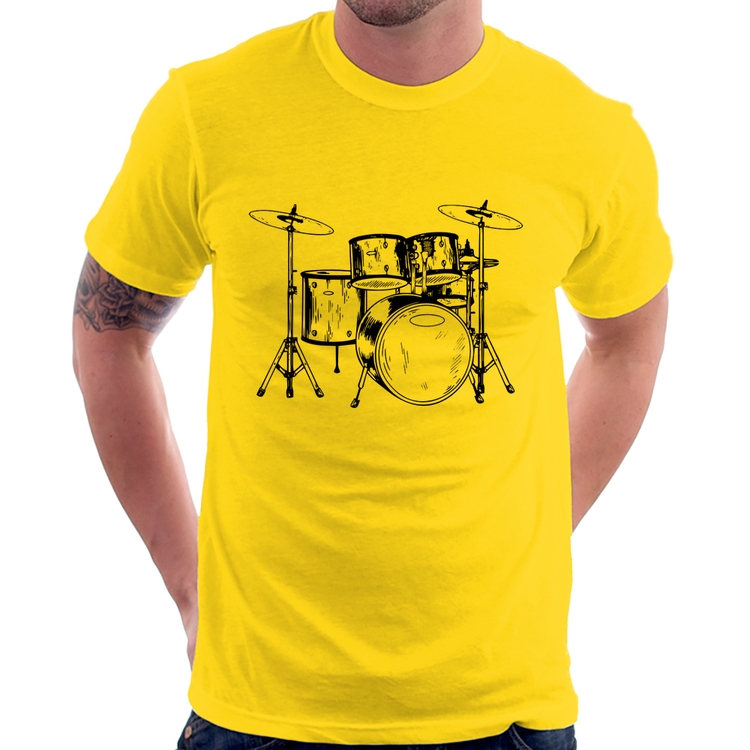 Camiseta Bateria Música - Amarela