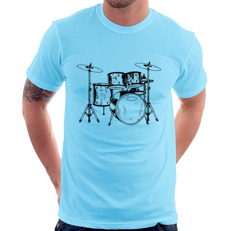 Camiseta Bateria Música - Azul Bebê