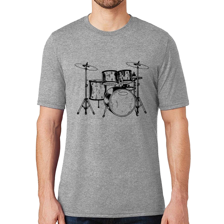 Camiseta Bateria Música - Cinza