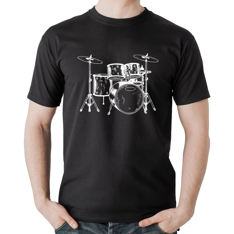 Camiseta Algodão Bateria Música