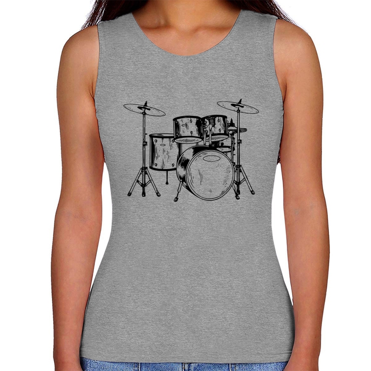 Regata Feminina Bateria Música - Cinza