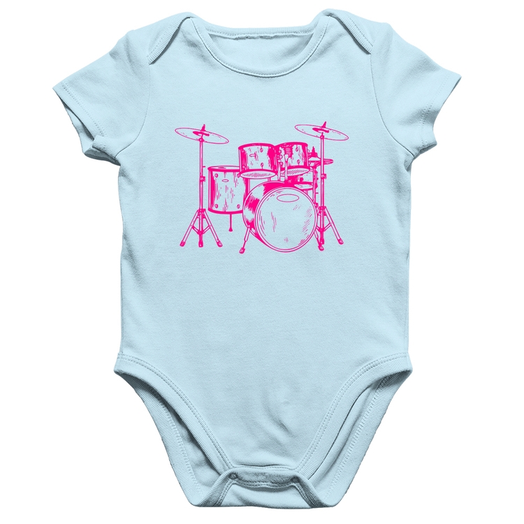 Body Bebê Algodão Bateria Música (rosa) - Azul Bebê