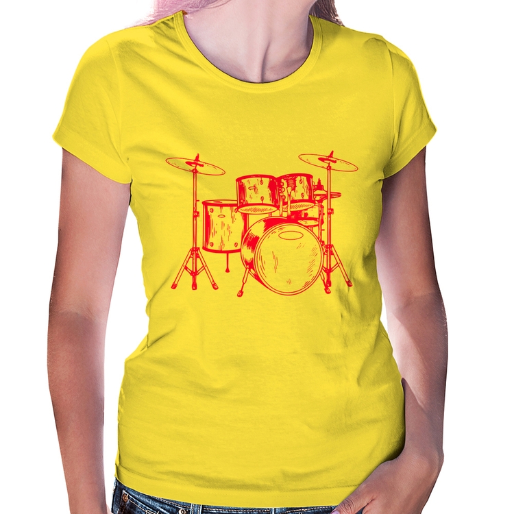 Baby Look Bateria Música (rosa) - Amarela