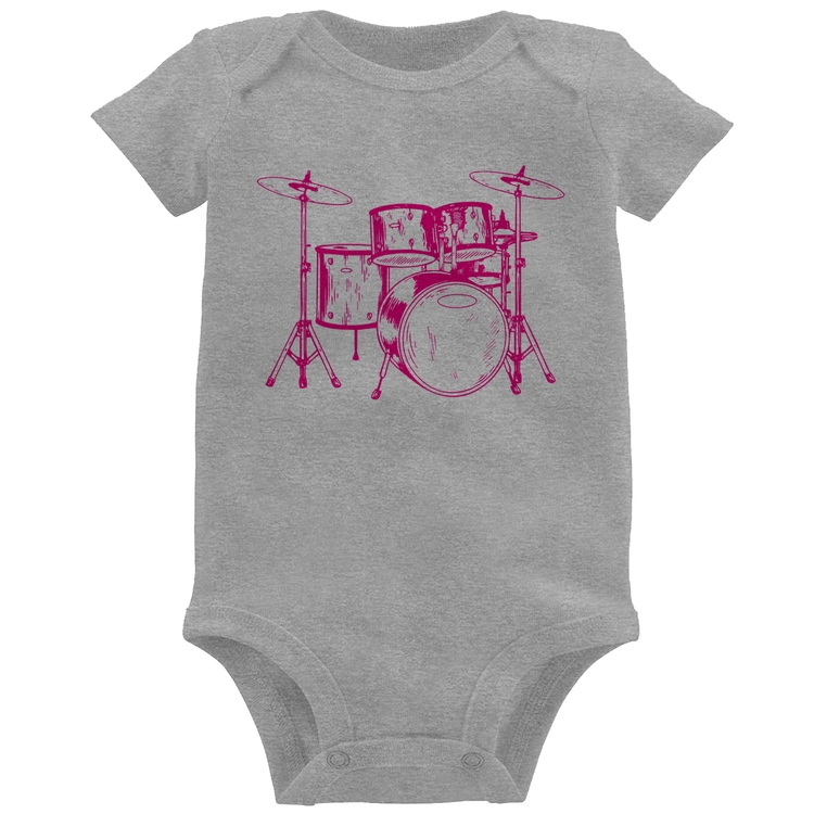 Body Bebê Bateria Música (rosa) - Cinza