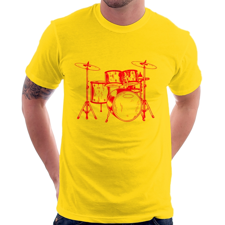 Camiseta Bateria Música (rosa) - Amarela