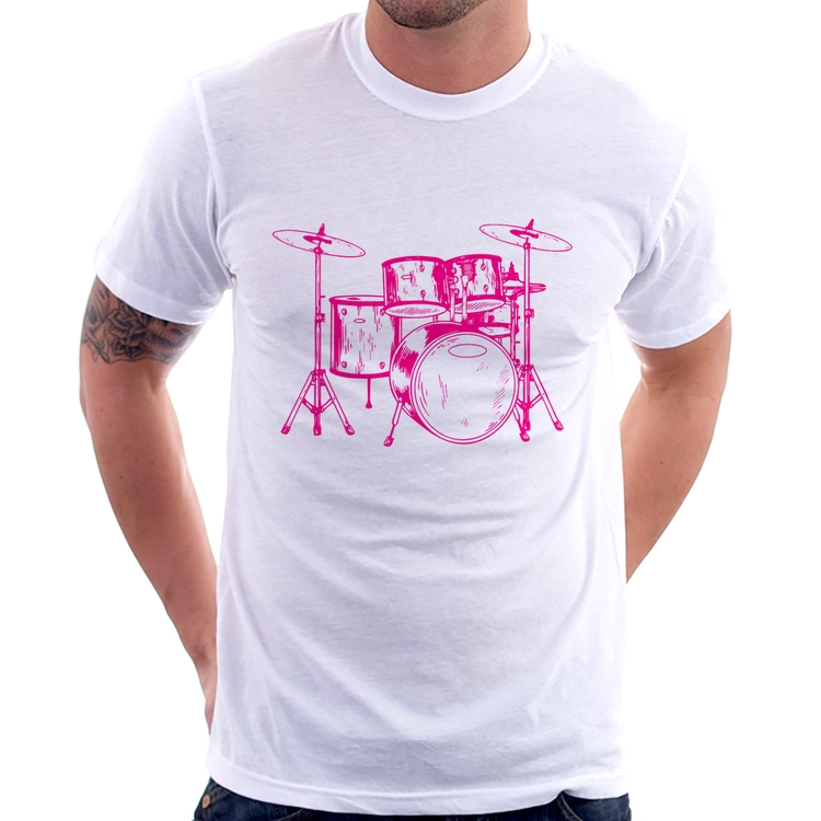 Camiseta Bateria Música (rosa)
