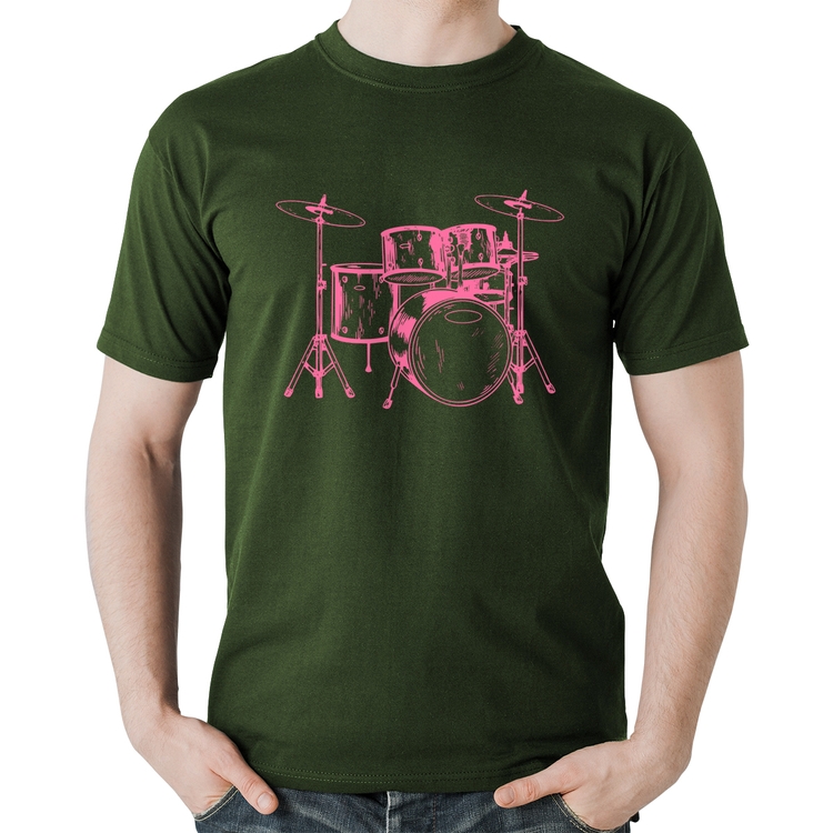 Camiseta Algodão Bateria Música (rosa) - Musgo