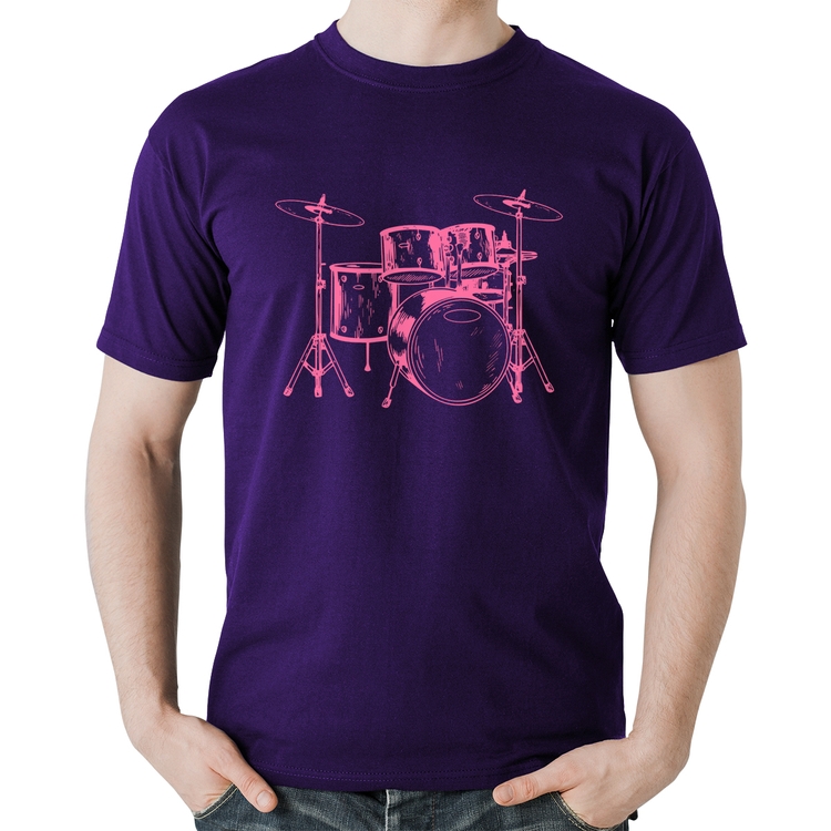 Camiseta Algodão Bateria Música (rosa) - Roxa