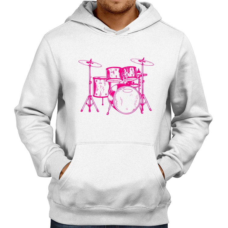 Moletom Bateria Música (rosa) - Branco
