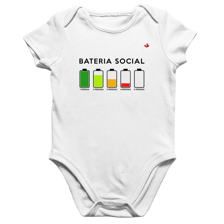 Body Bebê Algodão Bateria Social - Branco
