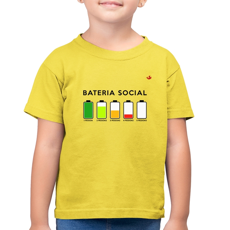 Camiseta Algodão Infantil Bateria Social - Amarelo Canário